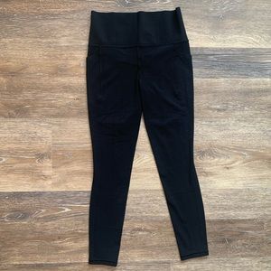 Athleta Small Leggings Black Salutation Stash Pockets yoga Womens Pants